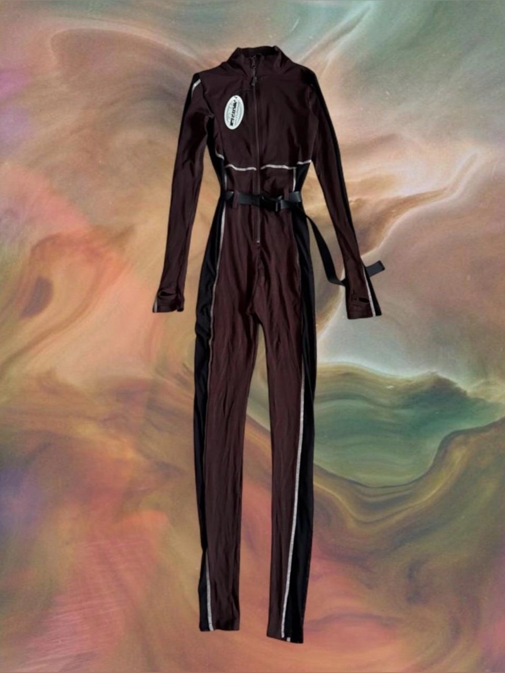 Dolls Kill Poster Girl Future Leaders Sport Jumpsuit Brown Black Mesh Sheer Side